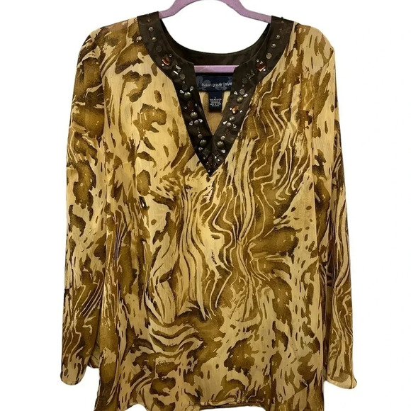 Susan Graver Sheer Blouse NWOT Large - Picture 6 of 9